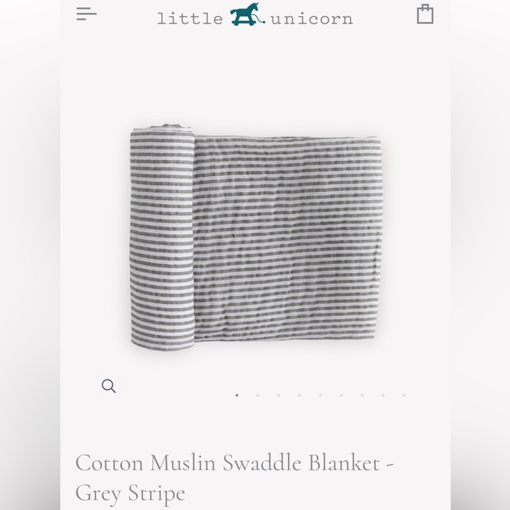Little Unicorn Cotton Muslin Swaddle Blanket - Grey Stripe